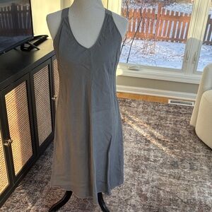 Eileen Fisher Gray Linen Sleeveless V-Neck Dress, Sz S